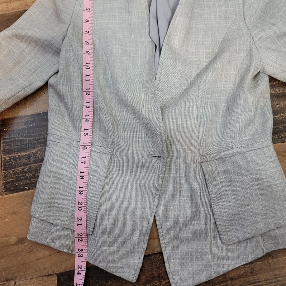10 WHBM White House Black Market Light Gray Gold Button Blazer - Picture 6 of 8